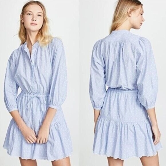 Joie Adel Cornflower Blue Swiss Dot Shirt Dress Small - Picture 16 of 16